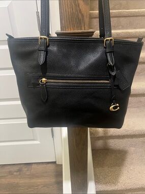 Coach Black Pebbled Leather Shoulder Bag with Gold Hardware